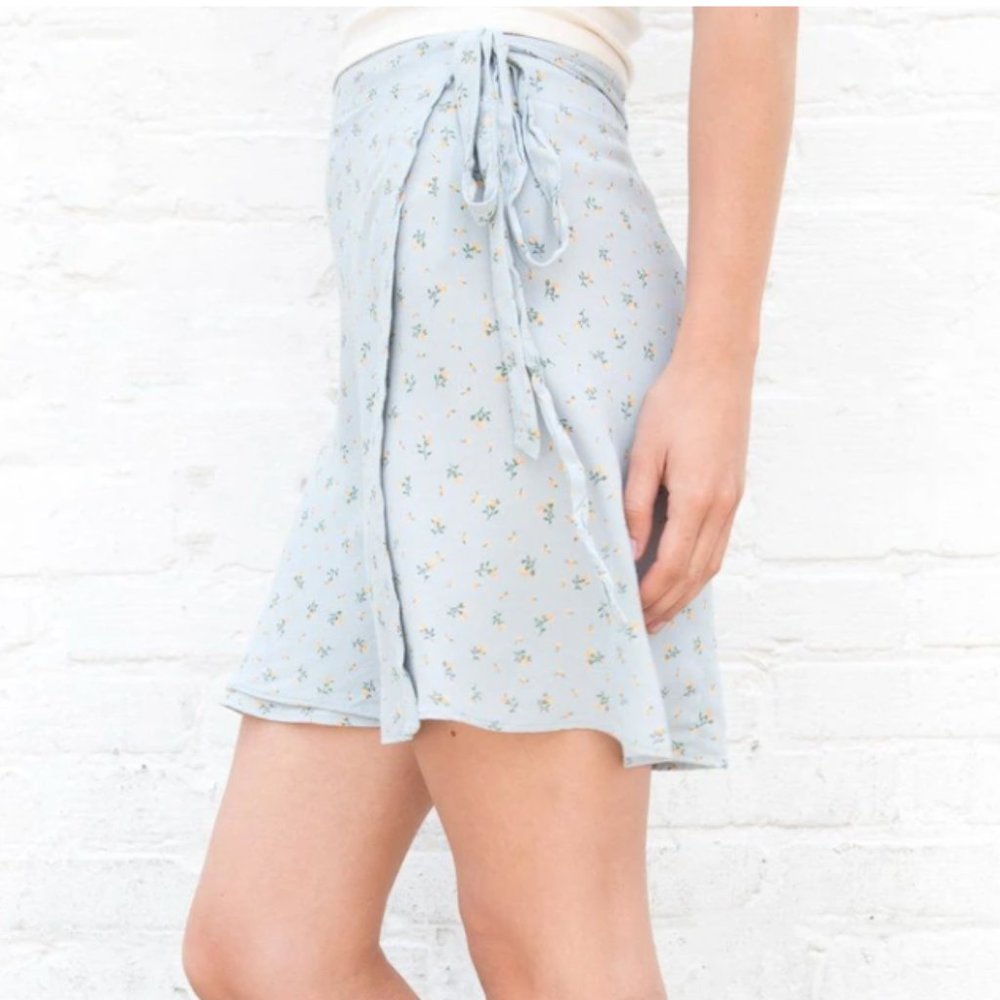 NWT brandy melville blue floral wrap skirt
